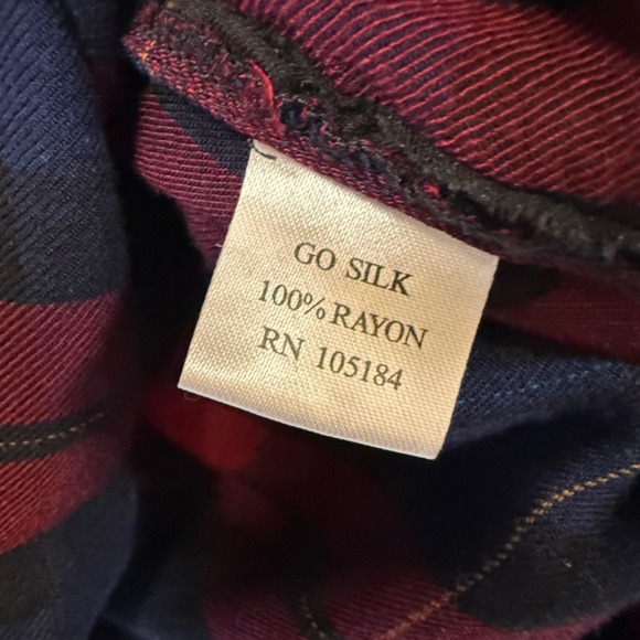 Go Silk Plaid Button Down Shirt Women's M - Picture 3 of 5